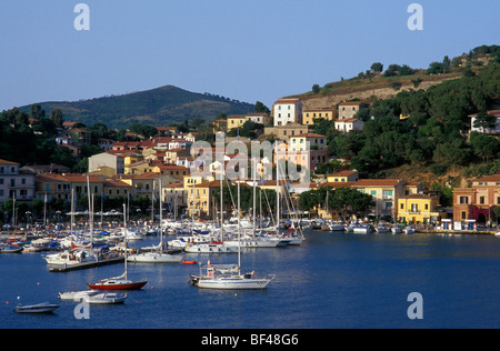 Vista Porto Azzurro, Isola d'Elba, Toscana, Italia Foto Stock