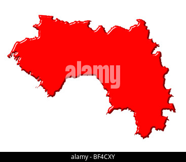 La Guinea 3d per la mappa con colori nazionali Foto Stock