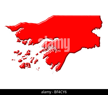 La Guinea Bissau 3d per la mappa con colori nazionali Foto Stock