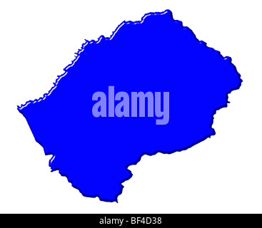 Lesotho mappa 3D con colori nazionali Foto Stock