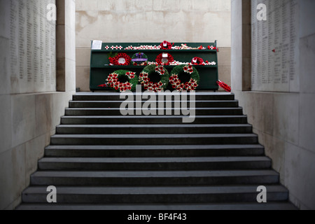 Memorial al Menen ponte di Ypres o Ieper in Belgio a soldati caduti nella Prima Guerra Mondiale Foto Stock