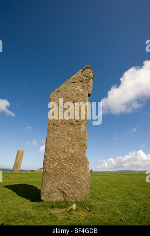 Rituale del neolitico posto, le pietre permanente di Stennes, Stromness, isole Orcadi Scozia, Regno Unito, Europa Foto Stock