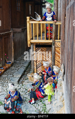 Xijiang Miao Village, Leishan County, Kaili Città, Qiandongnan Miao e Dong prefettura autonoma, Guizhou, Cina Foto Stock