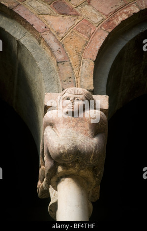 Colorate decorazioni arcata nel chiostro e chiesa di Santo Stefano, BOLOGNA, Italia Foto Stock