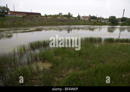 Un fiume inquinato negli Urali Foto Stock