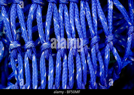 Commerciali Industriali di colore blu reti da pesca linea banchina a Appledore, DEVON REGNO UNITO Foto Stock