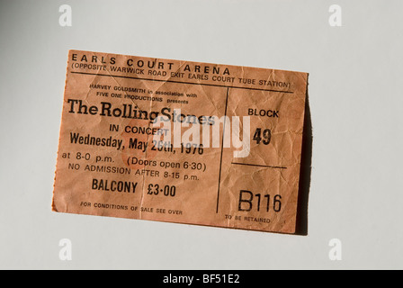 Rolling Stones biglietto, Earl's Court, Londra, 1976 Foto Stock