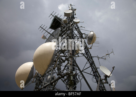 Montante radio su Mt. Plan de Corones, Monte Plan de Corones a San Vigilio, Trentino, Alto Adige, Italia, Europa Foto Stock