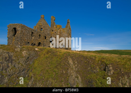 Cui il Dunskey Castle, vicino a Portpatrick, Mull of Galloway, Dumfries and Galloway, Scozia. Foto Stock