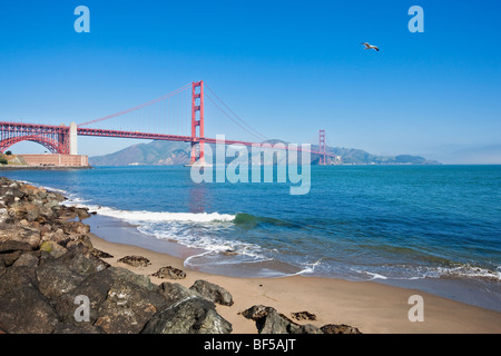 Golden Gate Bridge fotografata dalla città di San Francisco, California, Stati Uniti d'America, America Foto Stock