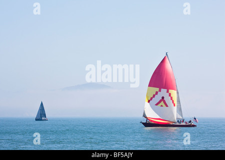 Barche a vela nella Baia di San Francisco, California, USA, America Foto Stock