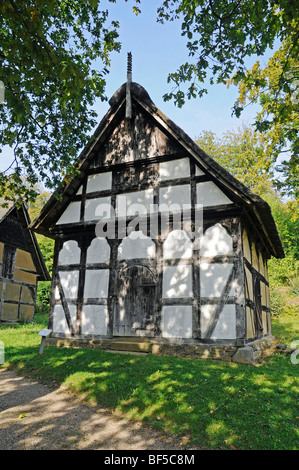 Magazzino, storico di legno a casa, open-air museum, Stato westfaliano Museo di Etnologia, Detmold e Nord Rhine-Westpha Foto Stock