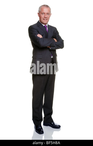 Imprenditore maturo ritratto su un puro sfondo bianco. Foto Stock