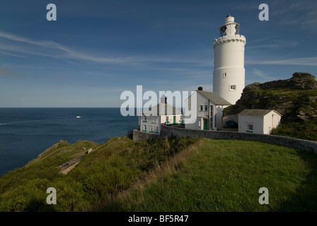 Il punto di inizio del faro, costruito nel 1836, Sud prosciutti, Devon, Regno Unito Foto Stock