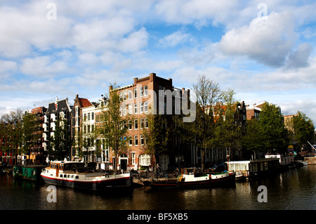 Angolo della Prinsengracht e Brouwersgracht, Amsterdam, Olanda, Paesi Bassi Foto Stock