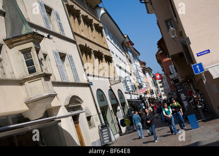 Hirschenplatz, zona pedonale, Shopping Street, Città Vecchia, Lucerna, Svizzera Foto Stock