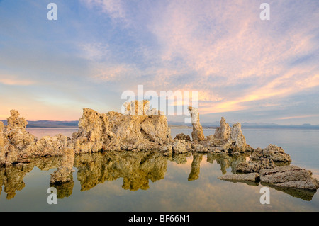 Torri di tufo a sud di tufo, Mono Lake, Orientale Sierras, California, Stati Uniti d'America - Sunrise Foto Stock