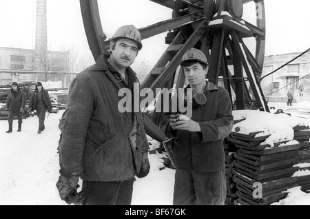 Minatori ucraini, Donbass miniera, Donetsk, 1992 Foto Stock