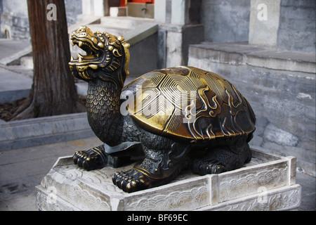 Tartaruga in bronzo nel Parco Beihai, Pechino, Cina Foto Stock