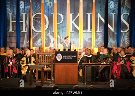 John Hopkins University presidente Daniels inaugurazione alla Shriver hall Foto Stock