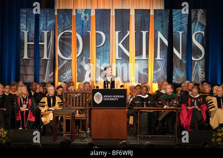 John Hopkins University presidente Daniels inaugurazione alla Shriver hall Foto Stock