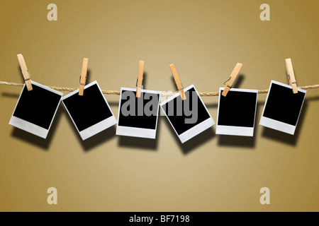 Vintage vecchia Pellicola Istante appeso alla corda con le ombre Foto Stock