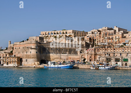 Malta città fortificata città Valletta Porto Mare Foto Stock