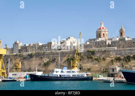 Senglea Malta tre città di fronte la città fortificata di La Valletta Foto Stock