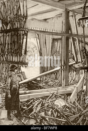 Danni in armeria della Torre di Londra dopo il Fenian attentato nel gennaio 1885 Foto Stock