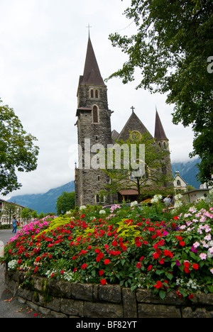 La chiesa nella città di Interlaken Svizzera Foto Stock