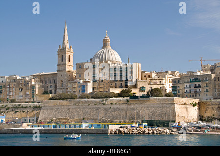 Malta città fortificata città Valletta Porto Mare Foto Stock