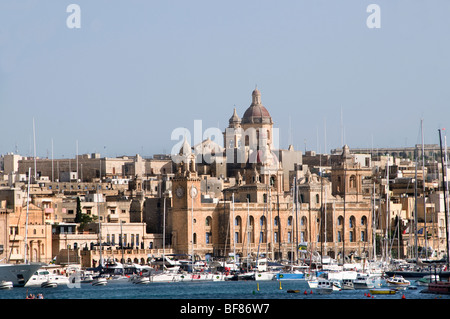 Malta città fortificata città Valletta Porto Mare Foto Stock