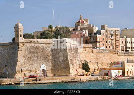 Malta città fortificata città Valletta Porto Mare Foto Stock