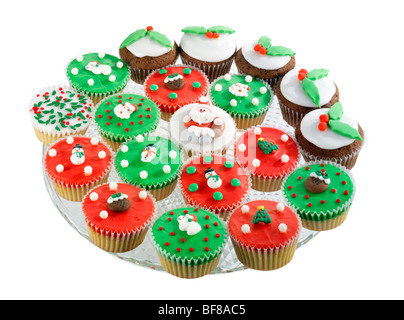Piatto pieno assortiti di tortini di natale Foto Stock