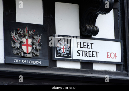 Fleet Street segno. Londra. Regno Unito 2009. Foto Stock