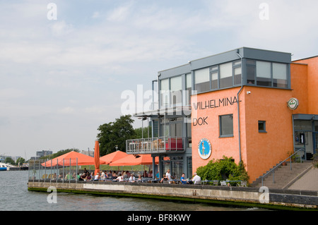 Canale di Amsterdam het IJ Noordhollands Zeekanaal Wilhelmina Dok Foto Stock