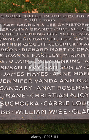 London Hyde Park il 7 luglio Memorial è un monumento per le vittime degli attentati del 7 luglio 2005 nel centro di Londra Foto Stock