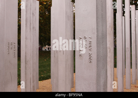 London Hyde Park il 7 luglio Memorial è un monumento per le vittime degli attentati del 7 luglio 2005 nel centro di Londra Foto Stock