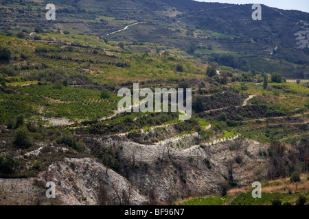 Vigneti sulle colline intorno al villaggio omodos troodos vino regione Repubblica di Cipro in Europa Foto Stock