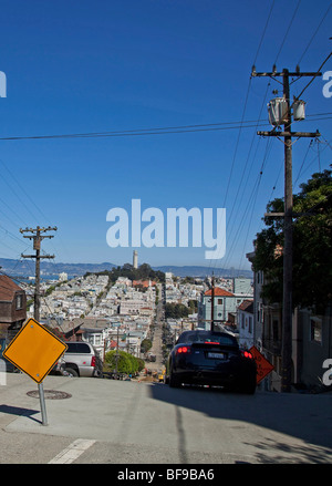 Nocciola street Russian Hill san francisco ripida Foto Stock