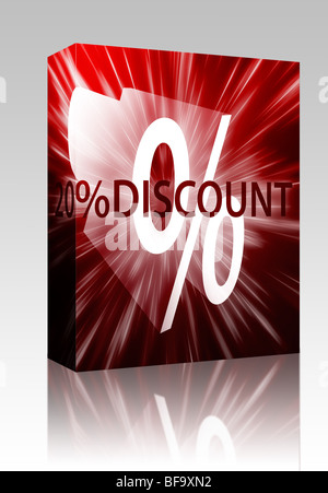 Pacchetto software box venti percento di sconto, vendite al dettaglio Annuncio promozione illustrazione Foto Stock