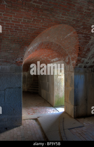 Percorsi interni di Fort Knox in Fort Knox parco statale, prospettiva, Maine. Foto Stock