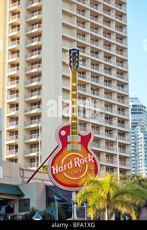 Hard Rock Cafe iconico segno di chitarra Foto Stock
