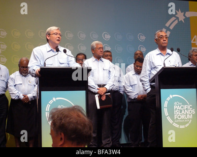 Compresi i leader Kevin Rudd (sinistra, parlare, primo ministro dell'Australia) e Toke Talagi (destra, Premier di Niue) Foto Stock