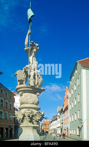 Fontana a Obermarkt in Goerlitz, Bassa Sassonia, Germania Foto Stock