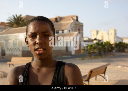 Sul porto di Sal Rei, capitale di Boa Vista, Cape-Verde Foto Stock