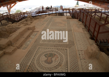 Mosaico sul pavimento della casa di eustolios kourion repubblica di Cipro in Europa Foto Stock