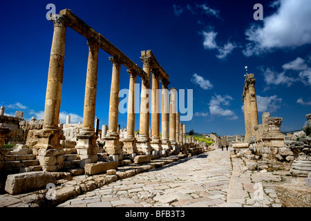 Colonnato street, Jerash, Giordania Foto Stock