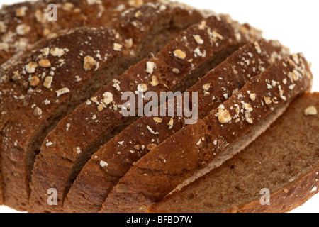 Close up di fette di irish brown wheaten soda pane prodotte in massa e pre-tagliati a fette Foto Stock