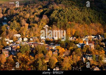 Vista autunnale di Woodstock Vermont da Mt. Tom, STATI UNITI D'AMERICA Foto Stock